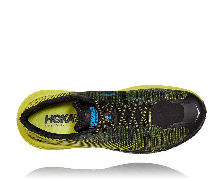 Hoka Australia One One Evo Speedgoat - Mens Trail Shoes Black/Green - QJREC-1489